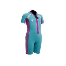 Gul Junior Seaspray 3/2mm FZ T2 Shorty Wetsuit - Turquoise/Pink