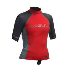 Gul Junior Short Sleeve Rashguard  - Red/Dark Grey