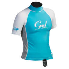 Gul Surf Junior Girls Short Sleeve Rashguard  - Turquoise/Silver