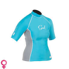 Gul SWAMI Womens Short Sleeve Rashguard - Turquoise/Silver Gul SWAMI Womens Short Sleeve Rashguard - Turquoise/Silver