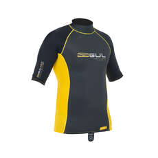 Gul XOLA Mens Short Sleeve Rashguard - Gunmetal/Yellow Gul XOLA Mens Short Sleeve Rashguard - Gunmetal/Yellow