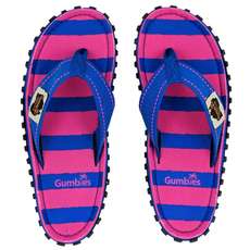 Gumbies Womens Islander Canvas Flip Flops - Blue & Pink Stripe Gumbies Womens Islander Canvas Flip Flops - Blue & Pink Stripe