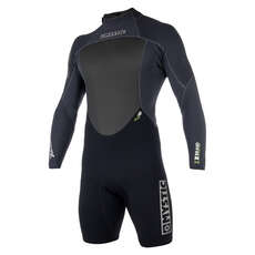 Mystic Brand 3/2mm Back-Zip Longarm Shorty Wetsuit - Black