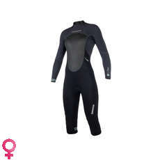 Mystic Womens Brand 3/2mm Backzip Longarm Shortleg Wetsuit - Black