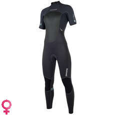 Mystic Womens Brand 3/2mm Shortarm Back-Zip Wetsuit - Black