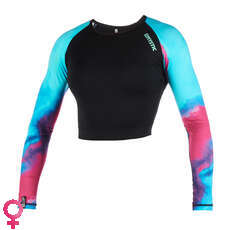 Mystic Womens Dazzled Longarm Crop Top Rash Vest - Aurora