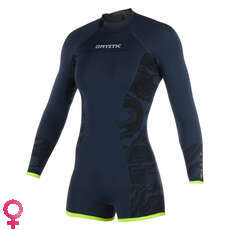 Mystic Womens Diva 3/2mm BZip Longarm Shorty Wetsuit - Navy/Lime