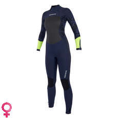 Mystic Womens Diva 4/3mm Back-Zip Wetsuit - Navy/Lime