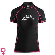 Zhik Womens Short Sleeve Spandex Rash Vest / Guard - Black / Pink
